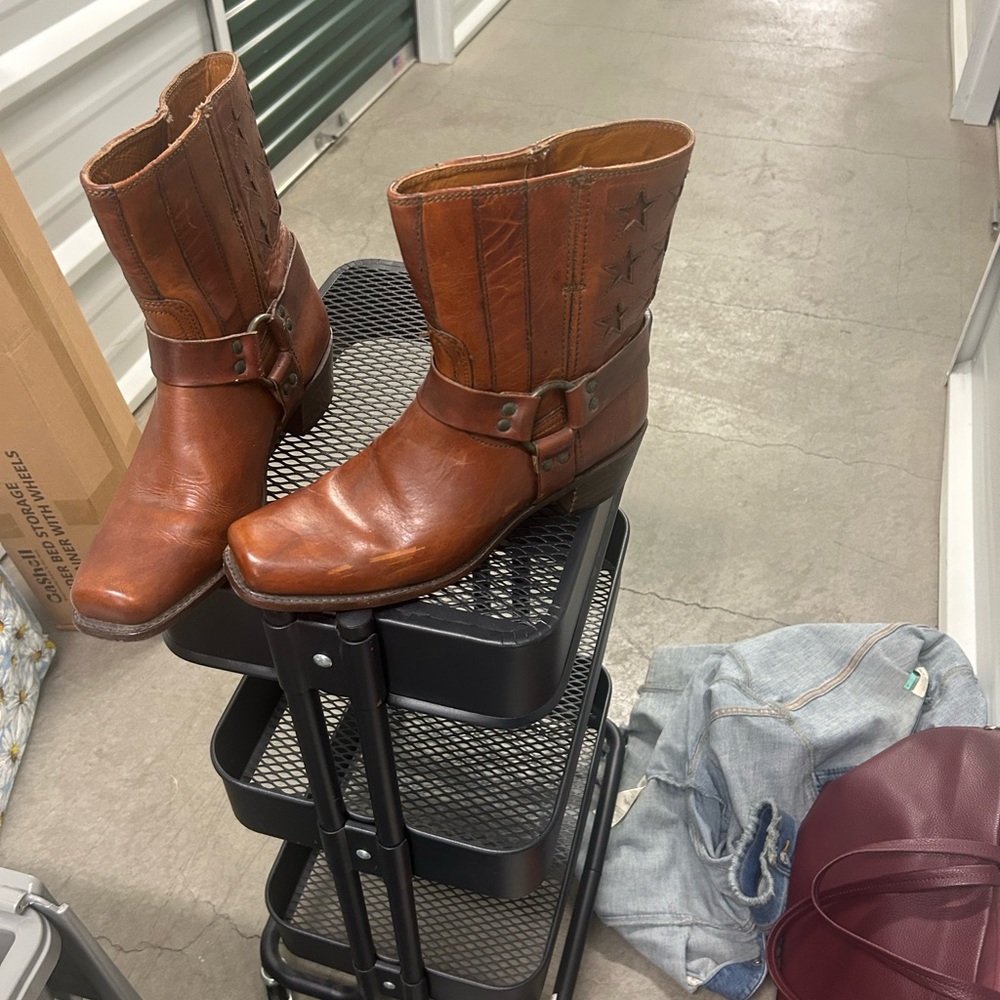 Frye Tan Leather Cowboy Boots - Picture 2 of 4